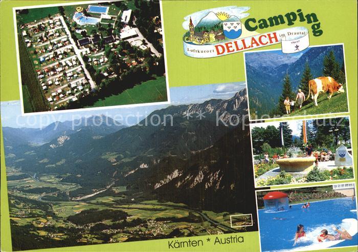 Dellach Drautal Fliegeraufnahme Dellach Camping Schwimmbad
