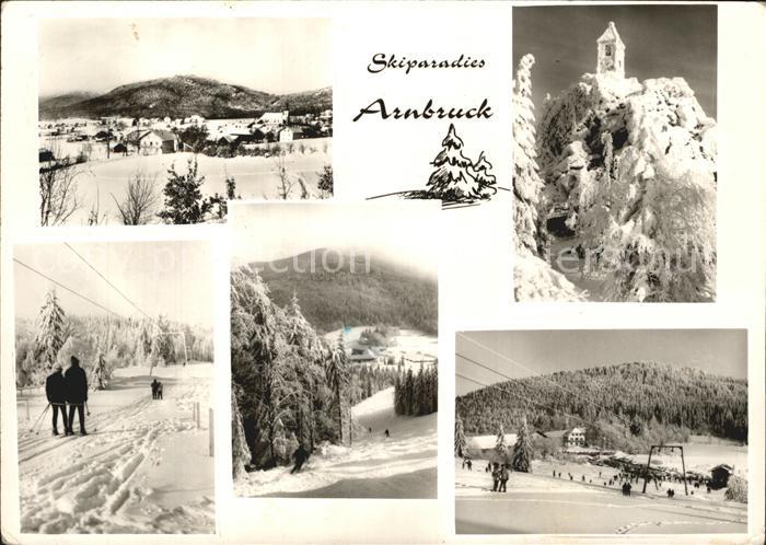 Arnbruck Ortsansicht Skipisten Lifte Kirche
