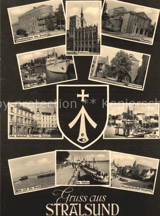 Stralsund Mecklenburg Vorpommern Krankenhaus am Sund Rathaus Theater Hafenpartie