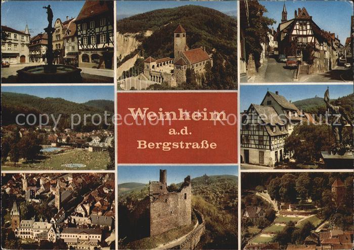 Weinheim Bergstrasse Burgruine Stadtansicht