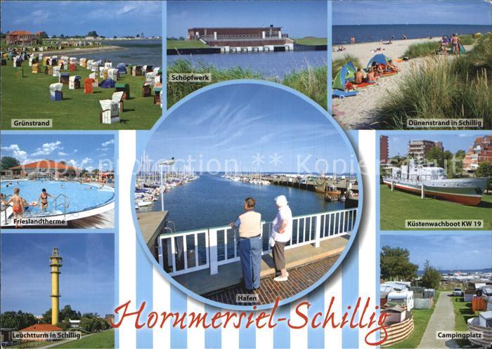 Horumersiel Duenenstrand in Schilling Kuestenwachboot KW 19 Leuchtturm