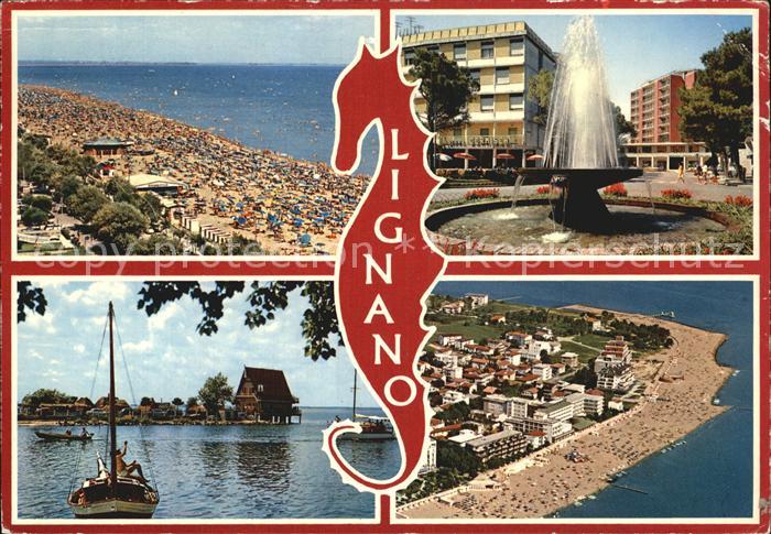 Lignano Fliegeraufnahme Strand Brunnen