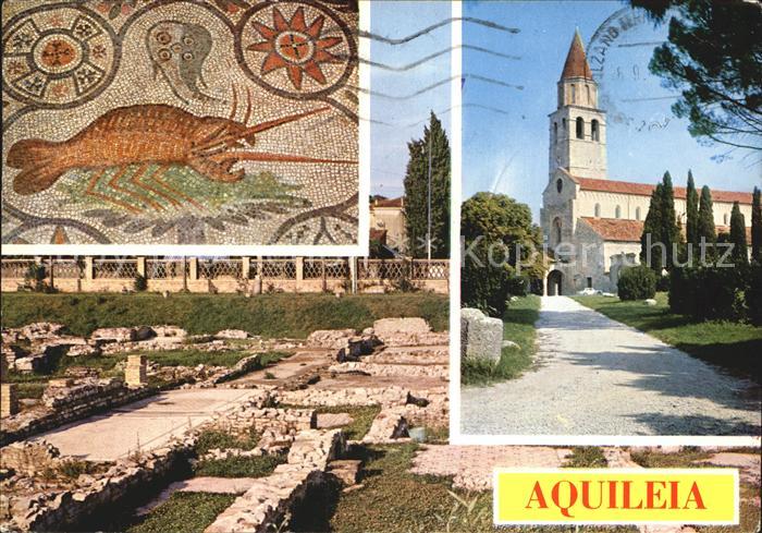 Aquileia Aquileja Popo Kirche mit den Ausgrabungen