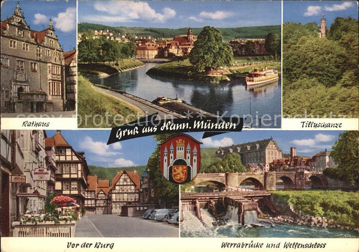 Hannoversch Muenden Rathaus Tillyschanze Vor der Burg Werrabruecke Welfenschloss