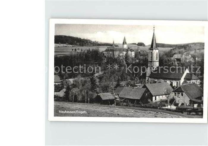 Neuhausen Erzgebirge Ortsansicht mit Kirche und Schloss