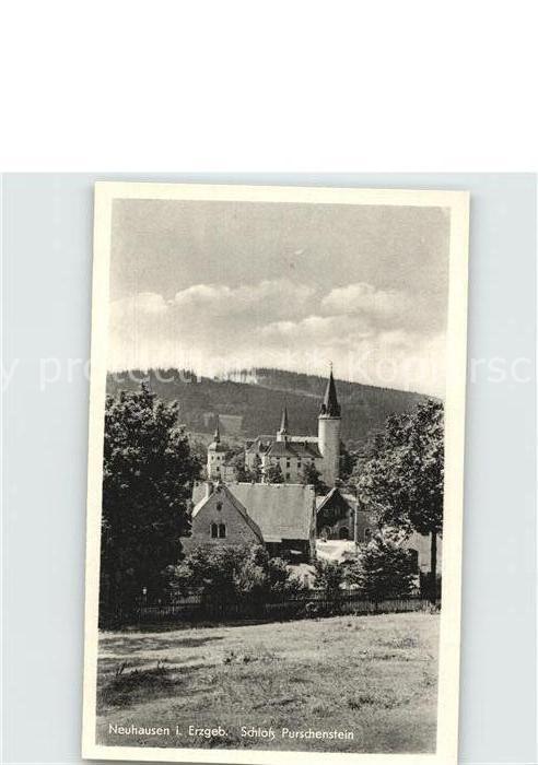 Neuhausen Erzgebirge Ortsansicht mit Kirche und Schloss
