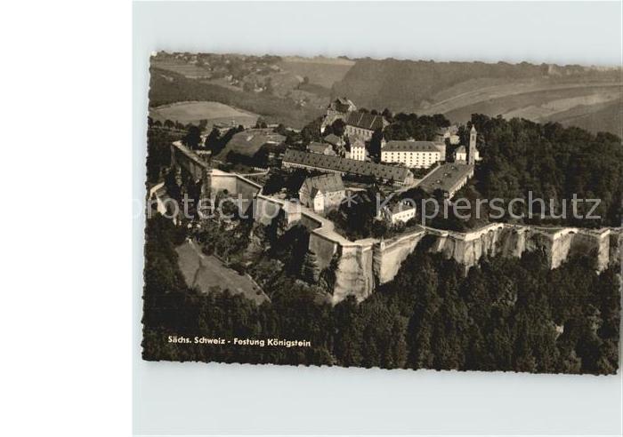 Koenigstein Saechsische Schweiz Festung Elbsandsteingebirge Fliegeraufnahme