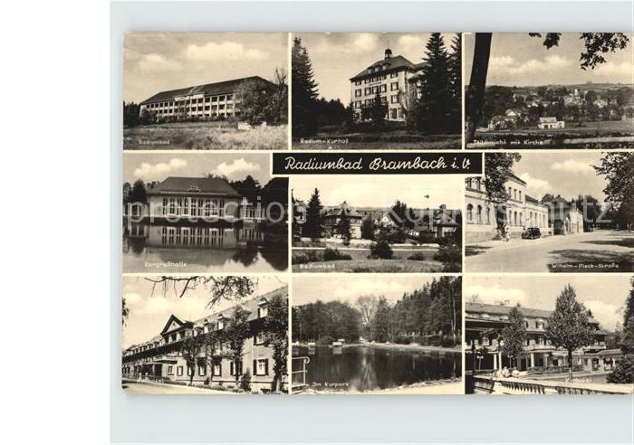 Bad Brambach Radiumbad Kurhof Kirche Wilhelm Pieck Strasse Kongresshalle Kurhote