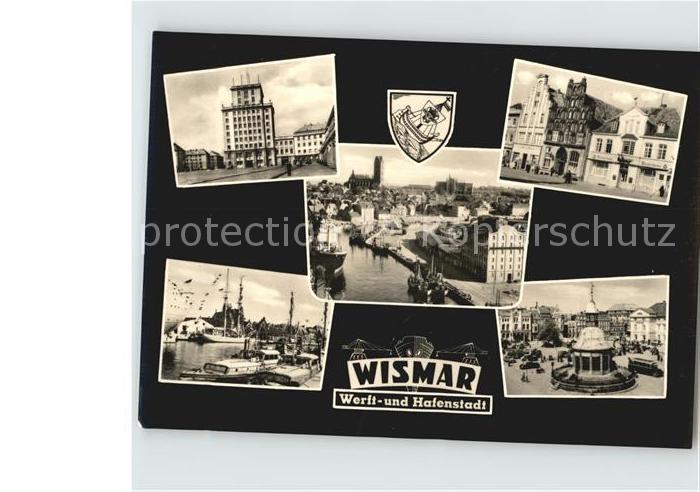 Wismar Mecklenburg Teilansichten Werft und Hafenstadt