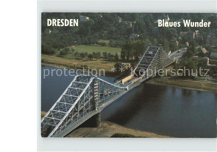 DRESDEN Elbe Blaues Wunder Loschwitzer Bruecke Fliegeraufnahme