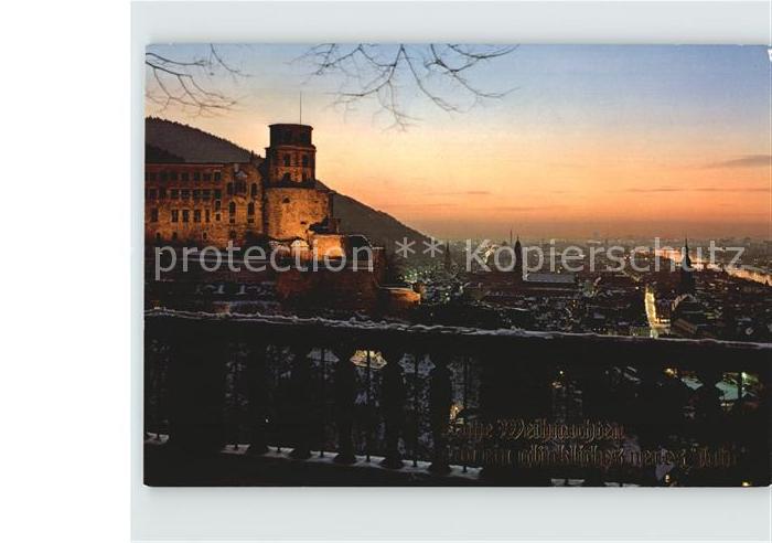 Heidelberg Neckar Blick ueber die Stadt im Winter Schloss