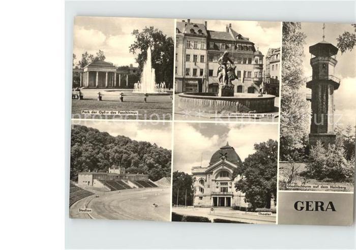 Gera Park der Opfer des Faschismus Simsonbrunnen Markt Stadion Theater Gladitsch