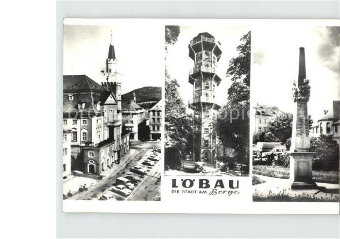 Loebau Sachsen Rathaus Aussichtsturm Postmeilensaeule Handabzug
