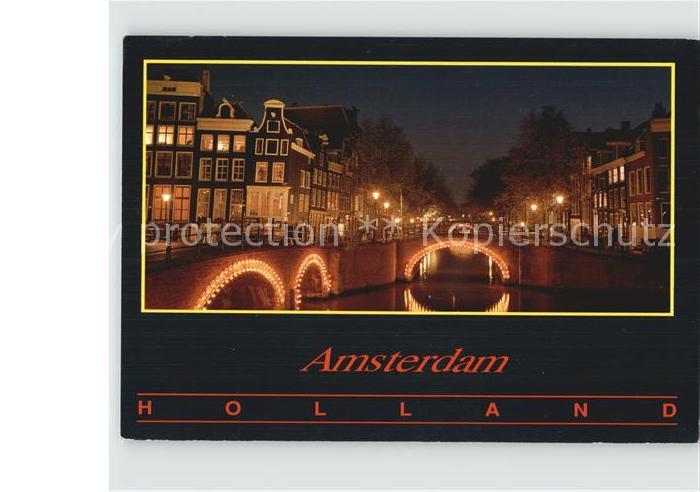 Amsterdam Niederlande Reguliersgracht Kanal Bruecke Nachtaufnahme