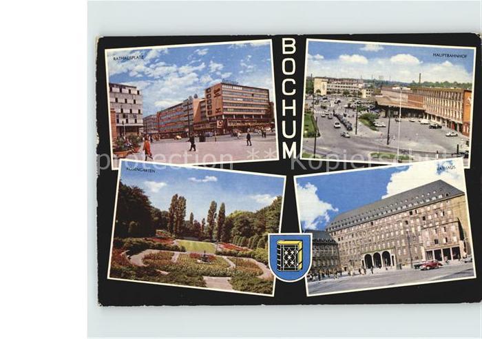 BOCHUM  CITY Rathausplatz Hauptbahnhof Rathaus Rosengarten