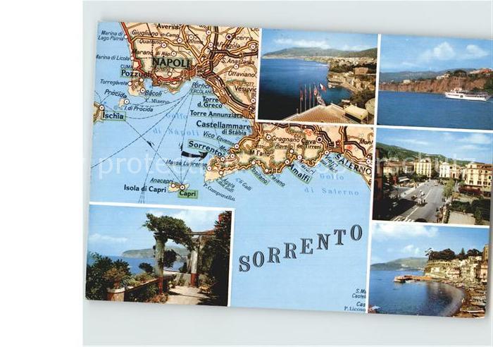 Sorrento Campania Panorama Kueste Strassenkarte Carta Automobilistica