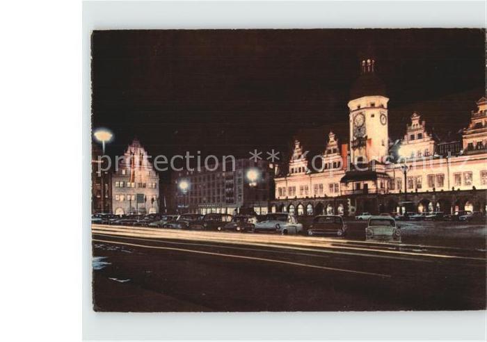 LEIPZIG Sachsen Altes Rathaus Alte Waage am Markt Messestadt Nachtaufnahme