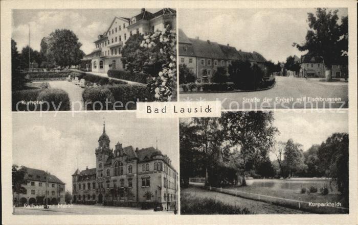 Bad Lausick Kurhotel Strasse der Einheit Fischbrunnen Rathaus Markt Kurparkteich