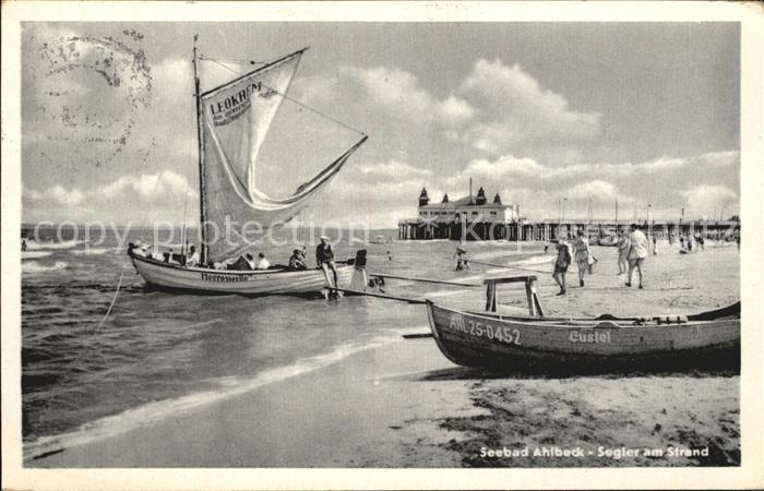 Ahlbeck Ostseebad Segler am Strand Seebruecke