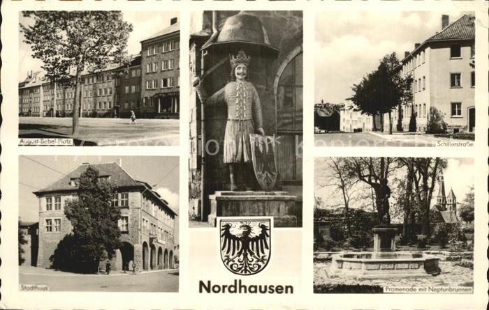 Nordhausen Thueringen Aug Bebel Platz Schillerstrasse Stadthaus Promenade mit Ne