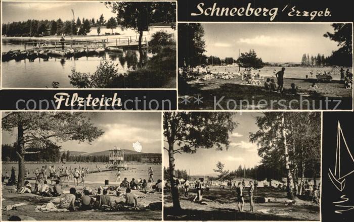 Schneeberg Erzgebirge Filzteich Strand Teilansichten