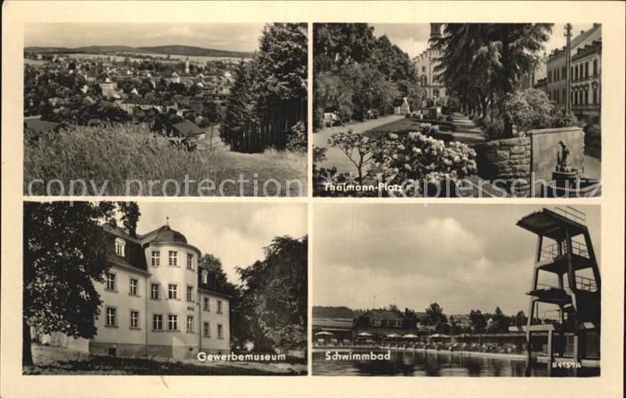 Markneukirchen Panorama Thaelmann Platz Gewerbemuseum Schwimmbad