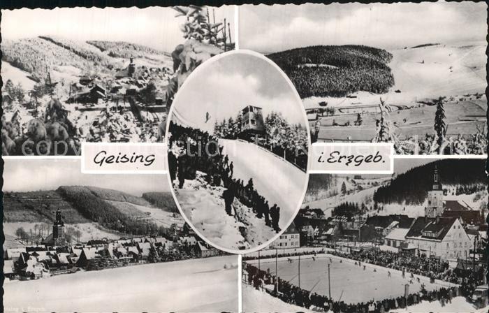 Geising Erzgebirge Panorama Sprungschanze Eisstadion