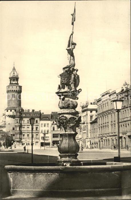 Goerlitz Sachsen Leninplatz mit Georgsbrunnen und Reichenbacher Turm