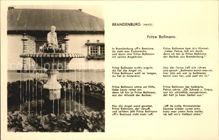 Brandenburg Havel Fritze Bollmann Gedicht und Brunnen