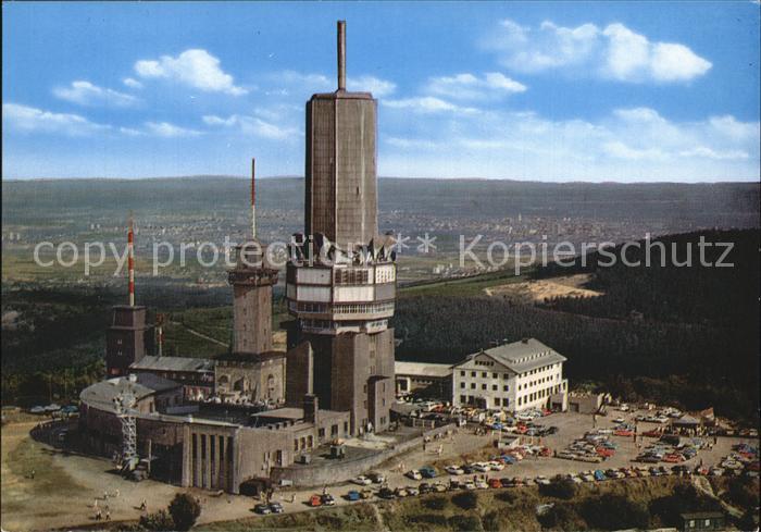 Grosser Feldberg Taunus Fliegeraufnahme mit Fernseh UKW und Fernmeldeturm