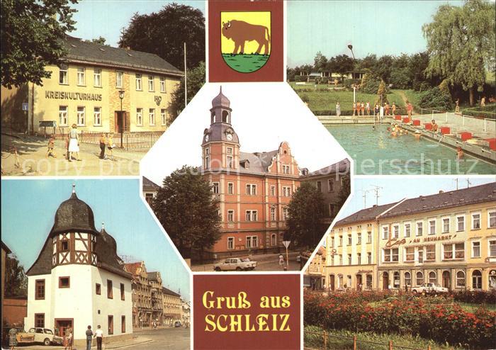 Schleiz Kreiskulturhaus Rathaus Schwimmbad Historische Muenze Neumarkt
