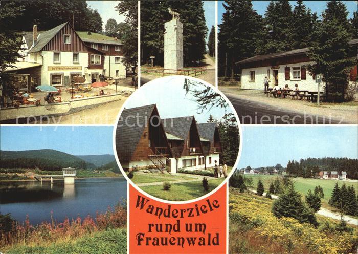 Frauenwald Thueringen Gaststaette Fraubachmuehle Monument am Bohrstuhl Waldbaude