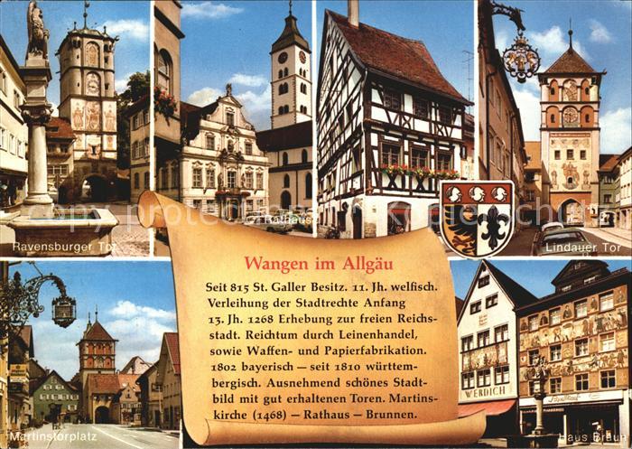 Wangen Allgaeu Ravensburger Tor Rathaus Lindauer Tor Martinstorplatz Haus Braun