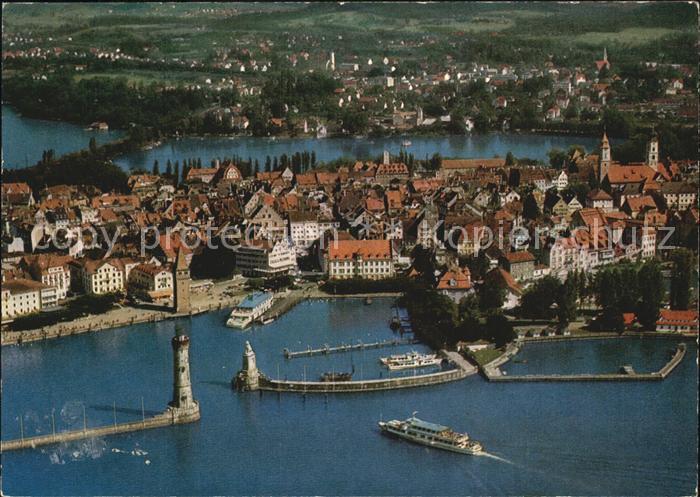 Lindau Bodensee Hafen und Stadt Fliegeraufnahme