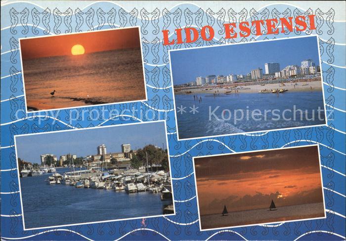 Lido degli Estensi Sonnenuntergang Strand Hafenpartie