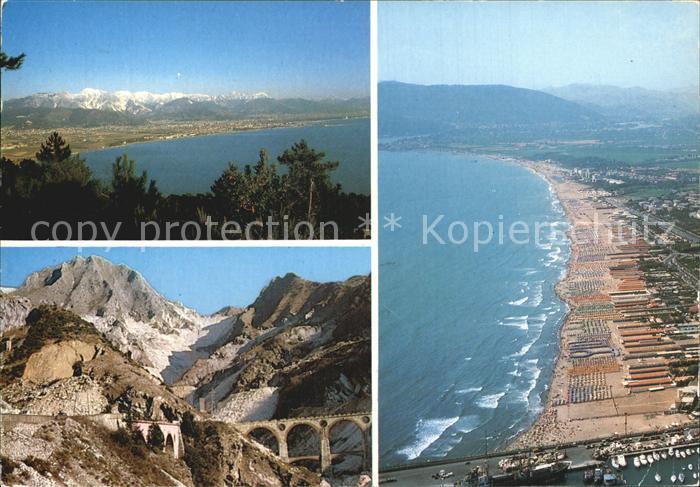 Marina di Carrara Panorama Viadukt Fliegeraufnahme Strand