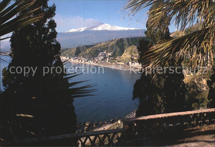 Taormina Sizilien Panorama Blick auf aetna