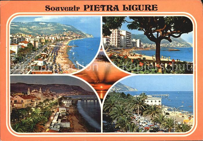 Pietra Ligure Strand Ortsansichten Nachtaufnahme