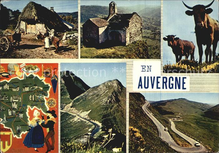 Auvergne Region Kapelle Berghütte Wanderkarte