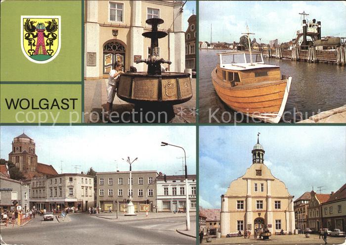 Wolgast Mecklenburg-Vorpommern Rathausbrunnen Platz der Jugend Rathaus Faehrschi