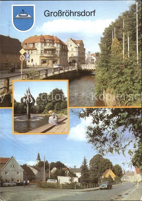 Grossroehrsdorf Sachsen An der Roeder Brunnen Rathaus Stadtansicht