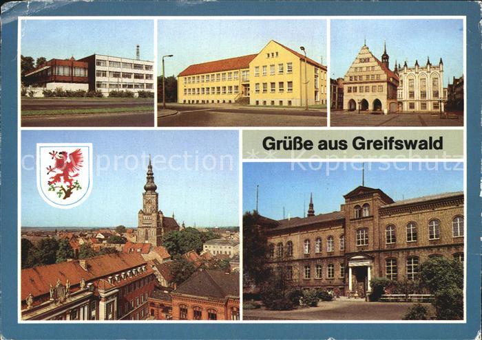 Greifswald Mecklenburg Vorpommern Neue Mensa Rathaus Ratsapotheke Sankt Nicolai