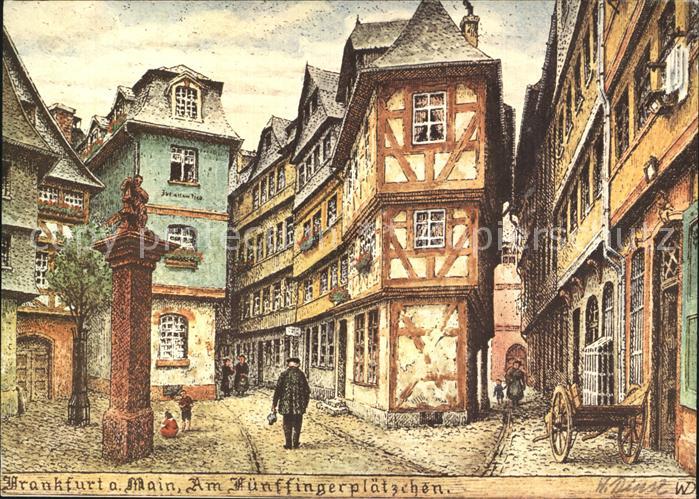 Frankfurt Main Am Fuenffingerplaetzchen Kuenstlerkarte
