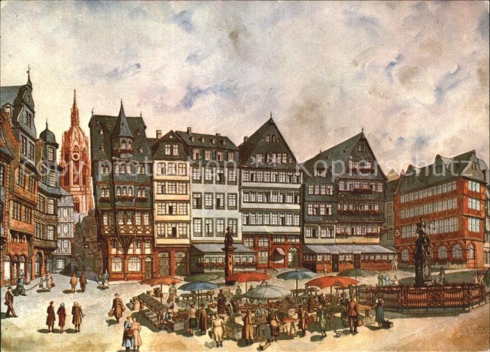 Frankfurt Main Roemerberg Gerechtigkeitsbrunnen Kuenstlerkarte