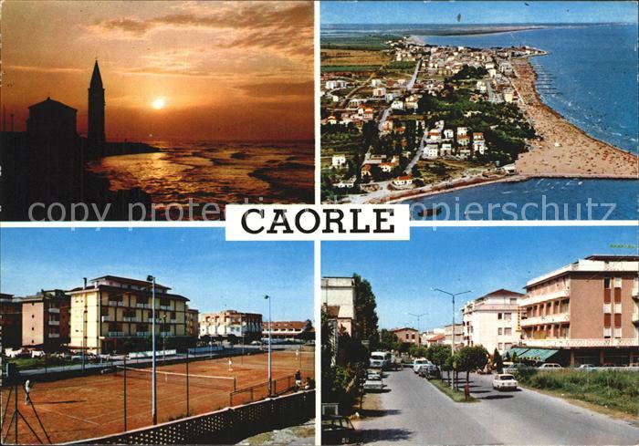 Caorle Venezia Strand Ortsansicht Tennisplatz Abendstimmung