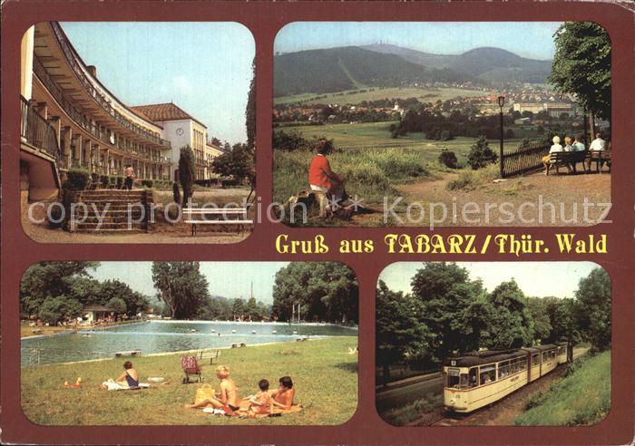 Tabarz Blick vom Cafe Deysingslust Schwimmbad Thueringerwaldbahn