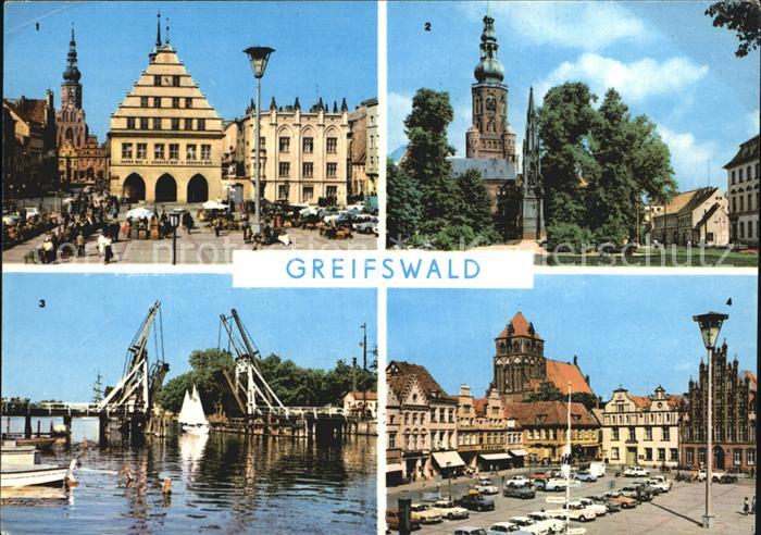 Greifswald Mecklenburg Vorpommern Rathaus Nikolaidom Wiecker Bruecke Platz der F