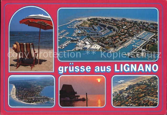 Lignano Fliegeraufnahme Strand Hafen