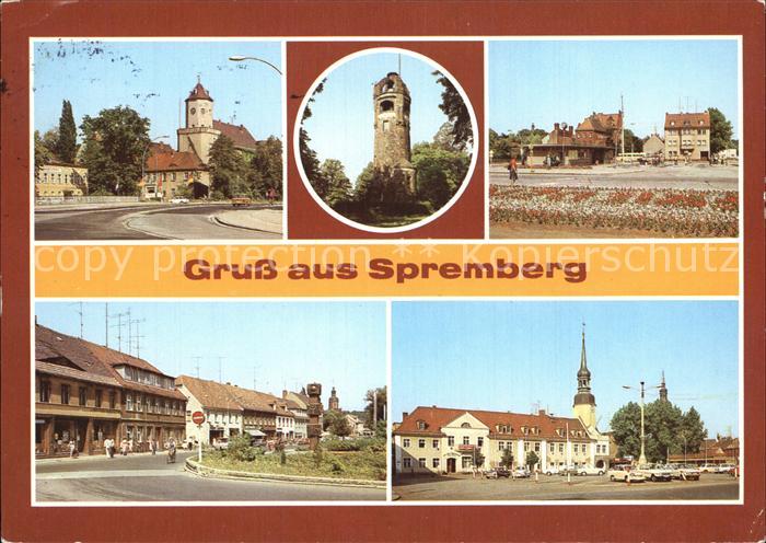 Spremberg Niederlausitz Blick zum Schloss Georgenbergturm Busbahnhof