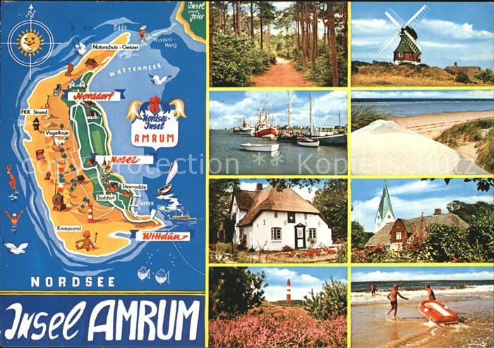 Amrum Kirche Hafen Bauernhaus Strand Duenen Landkarte